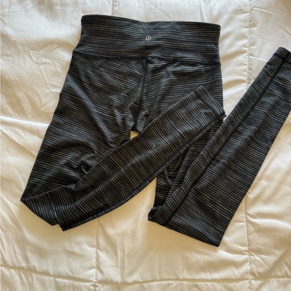 Lululemon women’s Wunder Under Pant 3 in Cyber Stripe Deep Coal Black Size 6 - Picture 7 of 8